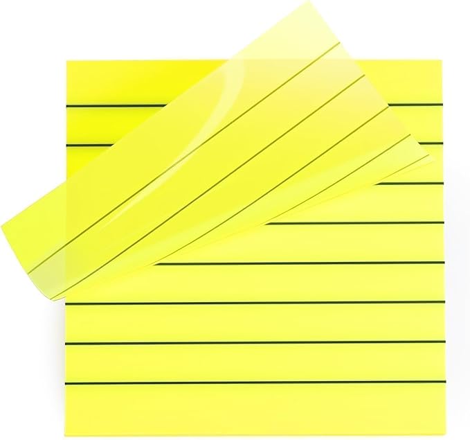 2 Pads, 100 Sheets, Clear Transparent Lined Sticky Notes 3x3 Inches, Self-Stick Notes, See Through Translucent, Easy to Post, Study Supplies, Office Products, Reusable, Waterproof, Yellow