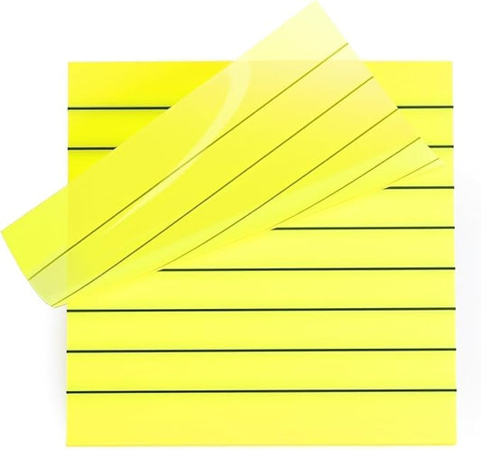 2 Pads, 100 Sheets, Clear Transparent Lined Sticky Notes 3x3 Inches, Self-Stick Notes, See Through Translucent, Easy to Post, Study Supplies, Office Products, Reusable, Waterproof, Yellow