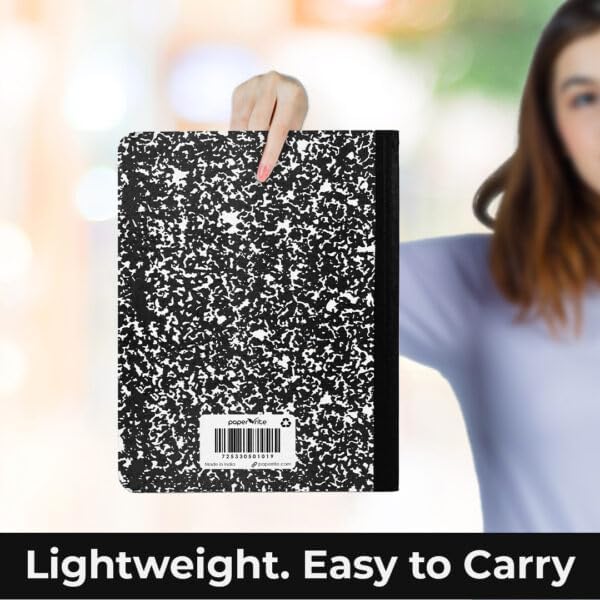 Paper Rite Marble Composition Notebook, 48 Pack, Black