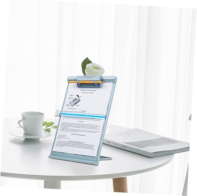 Portable Document Holder Light Grey Desktop Book Stand for Students Home Office Kitchen Library Compact Reading Rack for Books Textbooks and Files