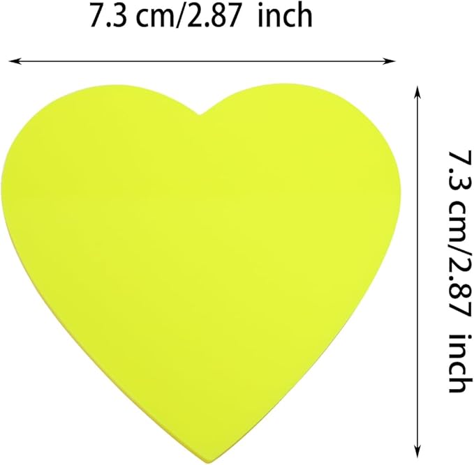 ONLYKXY 3 Pack Heart Shaped Transparent Sticky Notes 2.8X2.8in Waterproof Self-Stick Book Tabs 150 Sheets PET Markers Sticky Notes Pad (Fluorescent Yellow)