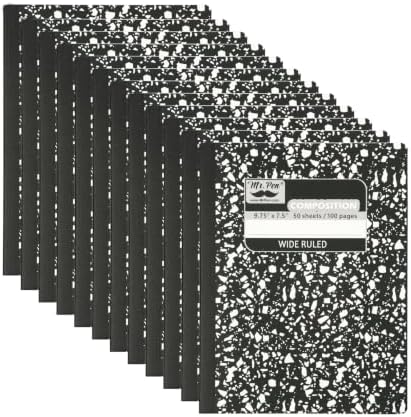 Mr. Pen- Composition Notebooks Bulk, 12 Pack, Wide Ruled, 600 Sheets