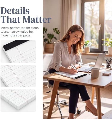 6 Pack Small Legal Pads 5x8 College Ruled White Note Pads 5x8 Writing Pads