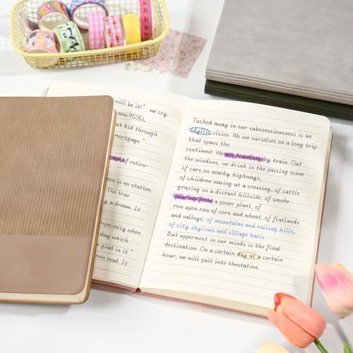 Lined Journal Notebook for Work College Ruled Note Book 7.2"x9.6" B5 PU Leather Daily Journaling 160 Pages for Women Men Writing Home School Supplies Business (Red/Darkgreen)