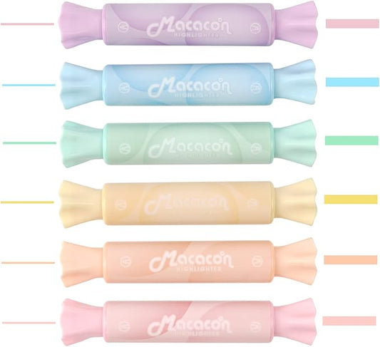 chosch Candy Shape Highlighters, Assorted colors,Chisel Tip,Water Based,Quick Dry& Write Smoothly 6 Macaron Colors (CANDY HIGHLIGHTER)