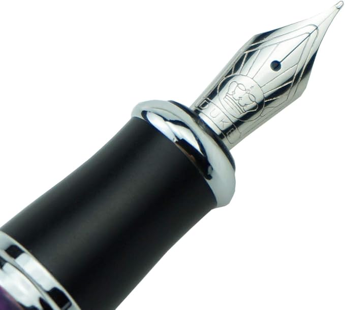Asvine Duke 2009 Charlie Chaplin Dark Blue Fountain Pen Fine Nib, Modern Classic Design Collection Heavy Pen with Pouch