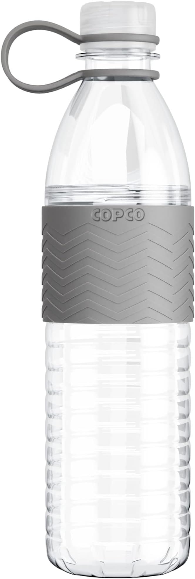 Copco Hydra 20 oz Water Bottle with Carrying Loop – Leak Proof, BPA Free Tritan, Dishwasher Safe, Twist-Open Body, Non-Slip Silicone Grip, Ideal for Gym, Travel, Office & Everyday Use (Grey)