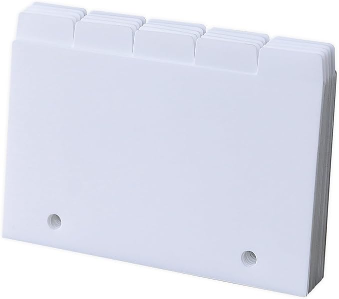 Olivo Plastic Index Card Dividers 3x5 Poly Index Card Guides Set with 1/5 Cut Tabs for A-Z Alphabet, 2 Holes Punched, White, 25 Pack
