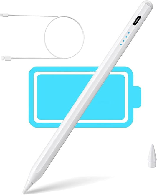 Stylus Pen for iPad 2018-2024, 2X Fast Charge Pencil 2nd Generation, Tilt Sensitivity and Palm Rejection Compatible with iPad 6/7/8/9/10, Pro 11"/12.9", Air 3/4/5, Mini 5/6 (White)