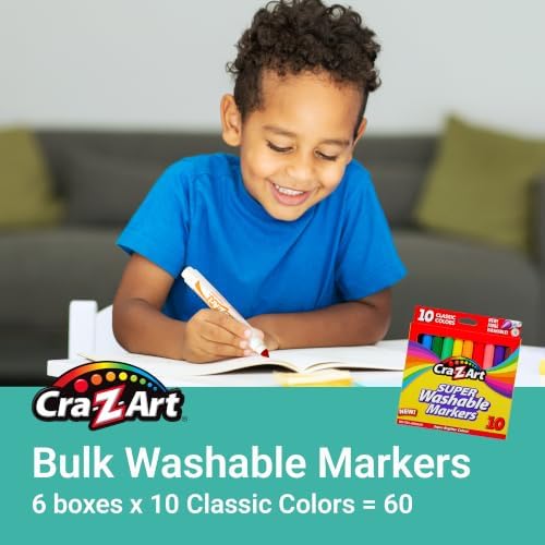 Cra-Z-Art Bulk Washable Markers - 6 Packs of 10 Count Washable Broadline Markers