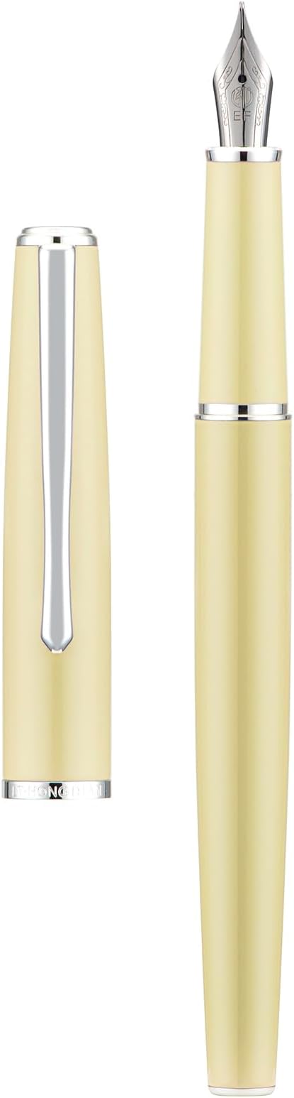 Hongdian 920S Fountain Pen Yellow Metal Pen, Iridium M Nib Classic Pen with Ink Converter