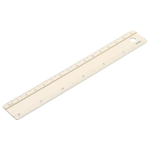 PATIKIL Metal Ruler 6 Inch/15cm, 1 Pcs Aluminum Straight Edge Ruler, Dual Scale Measuring Tool with Inch/Centimeter Scales & Hole for Math Office Drawing Engineering Home, Yellow