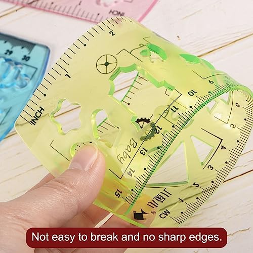HARFINGTON 2pcs Unbreakable Flexible Rulers 30cm/12" Double Scale Shatterproof Folding Plastic Ruler for Classrooms Home Office, Light Pink