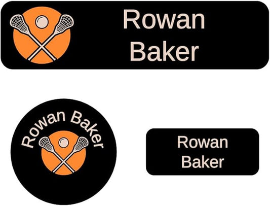 Name Bubbles - Kids Custom Name Labels for Daycare, School, Camp (102 Labels) - Personalized Waterproof Name Stickers for Clothes Tags, Lunch Boxes, Water Bottles, & School Supplies (Lacrosse)