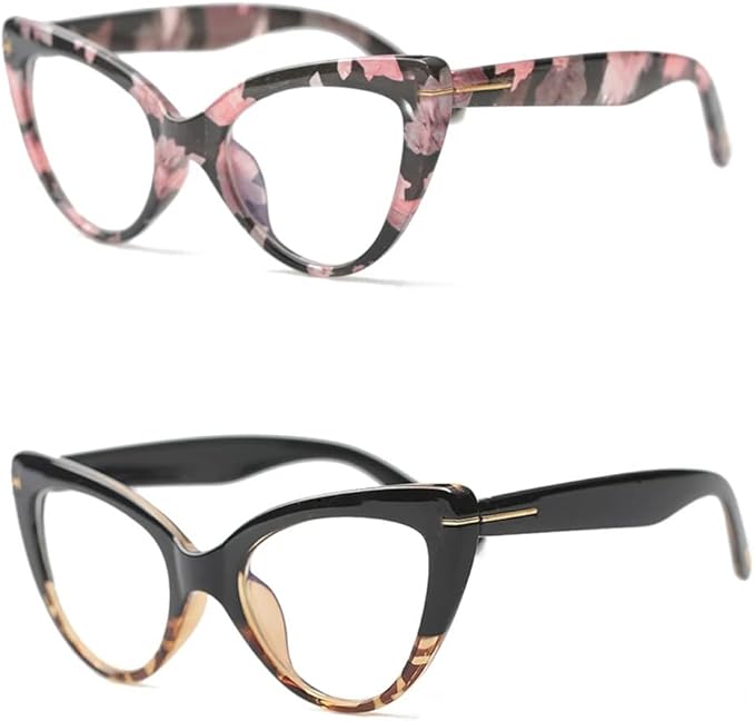 Cat Eye Reading Glasses for Women,Fashion Oversized Ladies Readers(2 Mixed Color,3.00)