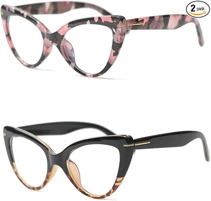 Cat Eye Reading Glasses for Women,Fashion Oversized Ladies Readers(2 Mixed Color,1.50)