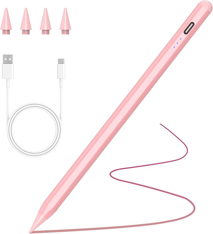 Stylus Pen for iPad 2018-2025 with Palm Rejection, Active Pencil for iPad 10th/9th/8th/7th/6th Gen, for iPad Pro 11/12.9 inch, for iPad Air 5th/4th/3th Gen, for iPad mini 6th/5th Gen (Rose Gold)