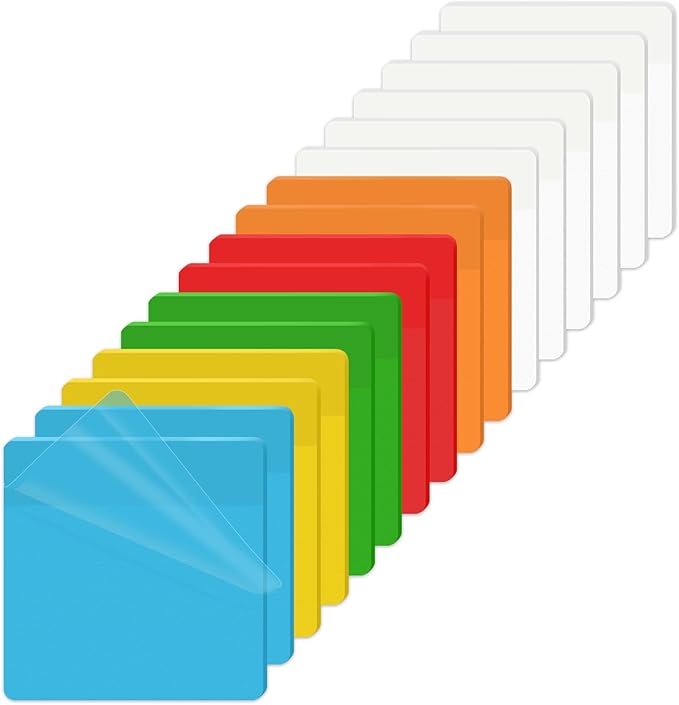 KICNIC Transparent Sticky Notes, 480 Pcs 3x3 Inch, Self-Adhesive Waterproof, See-Through Translucent Sticky Notes for Books, Bible, Page Markers, School Office College Supplies (6 Colors)