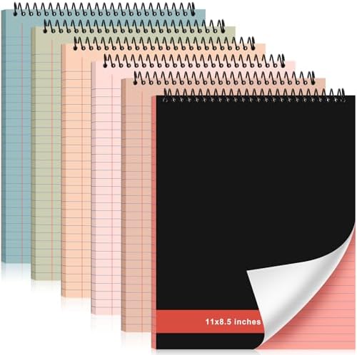 Resurhang 6 Pcs Top Spiral Notebooks,8.5 x 11 Inches,No Holes,Retro Colors