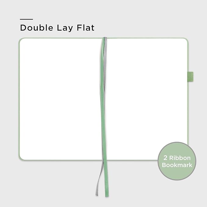&And Per Se Blank Sketch Notebook, A5 Hardcover, 160 Pages 100gsm Thick Paper, Unlined Journal for Drawing, Doodling, Hand Lettering – Creative Gift for Artists, Designers, Writers (Light Green)