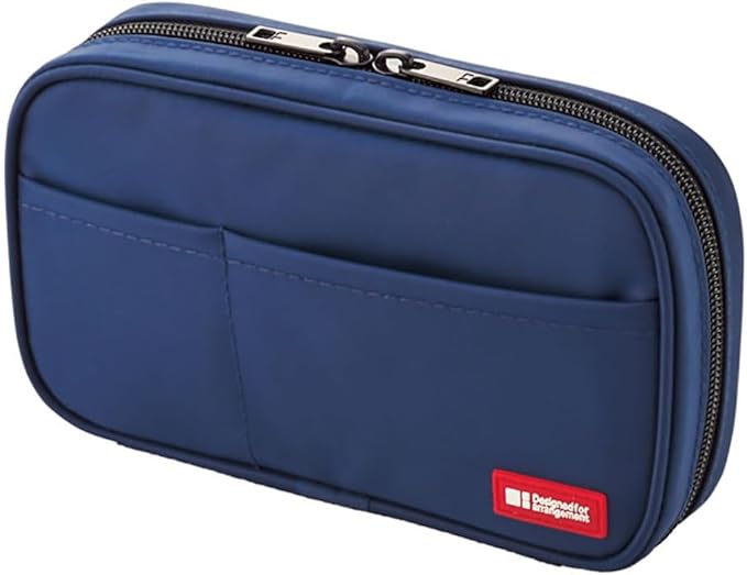 LIHIT LAB Large Capacity Zipper Pencil Case For School Office College, Big Capacity 4 Compartments Pencil Bag Holder Adults Teen Boys Girls, Travel Cosmetics Storage, Indigo (A7551-11N)