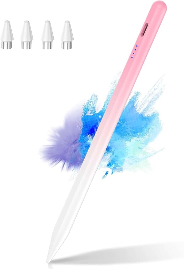Stylus Pen for Touchscreen, CMARS Universal Tablet Pen for Apple iPad/iPhone/Samsung/Huawei/Xiaomi/Android and More Devices, Rechargeable Tablet Stylus with Magnetic Function - Gradient Pink
