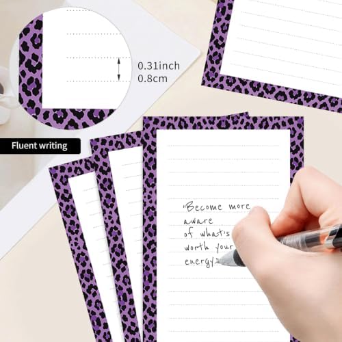 2 Pack Lined Sticky Notes 4x6 in, Cute Self-Stick Notepads with Lines, Large Memo Pads Strong Adhesive for Office, Home Purple Cute Leopard