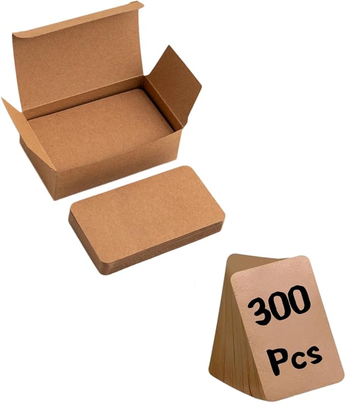 Astero Small Blank 3.5x2in Mini Index Cards & Flash Cards Blank Blank Business Cards to Write On Small Note Cards for Greeting Postcards Vocabulary Bookmarks DIY Messages (Brown, 300pcs)