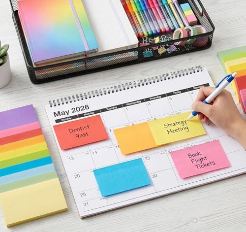 Agoer Large Sticky Notes,1200 Sheets Memo Pads,3 x 5 in Bright Colored Note Pads,Clean Removal Super Self-Stick Notes,12 Colors Notepads,Pastel Ruled Post Stickies for Office,Home,School Supplies