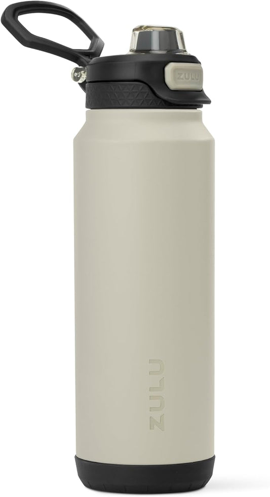 ZULU Powerfill Pro 32oz Stainless Steel Water Bottle with Quick Fill Lid, Triple Walled Vacuum Insulated Metal, Leak Proof Locking Lid, Sip and Chug, Reusable BPA Free, Ash