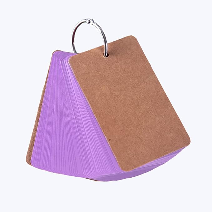 Flash Cards, 1Pcs 50 Sheets Mini Blank Study Cards Revision Cards Index Cards with Binder Ring for School Learning Memory Study Note (Purple)