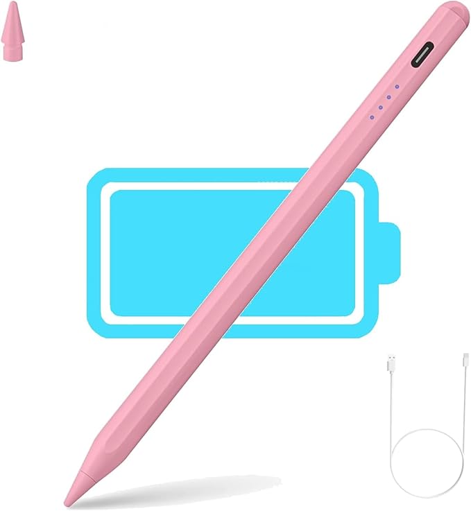 Stylus Pen for iPad 2018-2024, 20mins Fast Charge Pencil 2nd Generation, Tilt Sensitivity and Palm Rejection for iPad 6/7/8/9/10,iPad Pro 11"/12.9",iPad Air 3/4/5,iPad mini 5/6 (Pink)