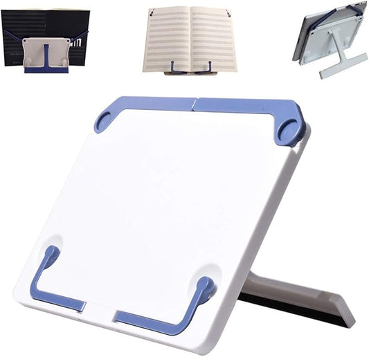 Lemical Desktop Sturdy Bookstand for Cookbook Adjustable Book Holder Reading Portable Folding Multipurpose Book Music Sheet Stand Holder with Detachable Tray-Page Paper Clips