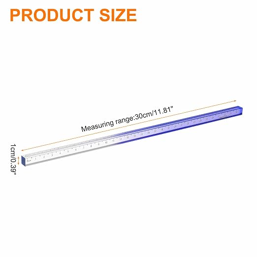 HARFINGTON Acrylic Clear Straight Rulers 30cm Metric Transparent Gradient Three-Dimensional Plastic Ruler Square Cube Measuring Tool for Classroom Office, Blue