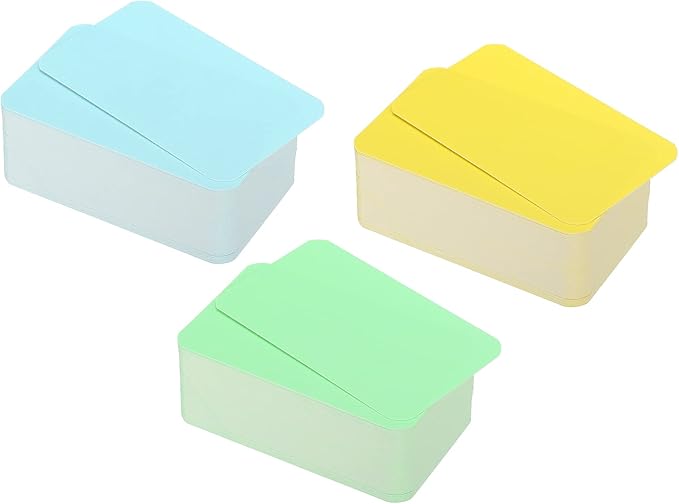 PATIKIL 3.5" x 2" Blank Paper Business Cards, 300 Pack Small Index Flash Cards Words Message Note Card Mini Tags for DIY Gift Scrapbooking, Yellow Blue Green