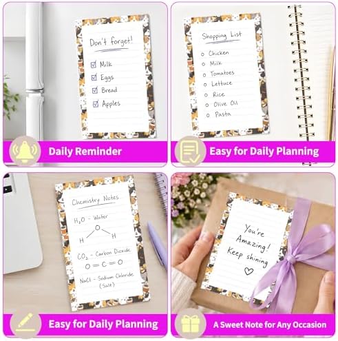 Lined Sticky Notes 4x6 in, 2 Pack Large Cute Notepads with Lines Self-Stick Note Pad, Funny Memo Pads Strong Adhesive for Office, Home Cute Funny Cats