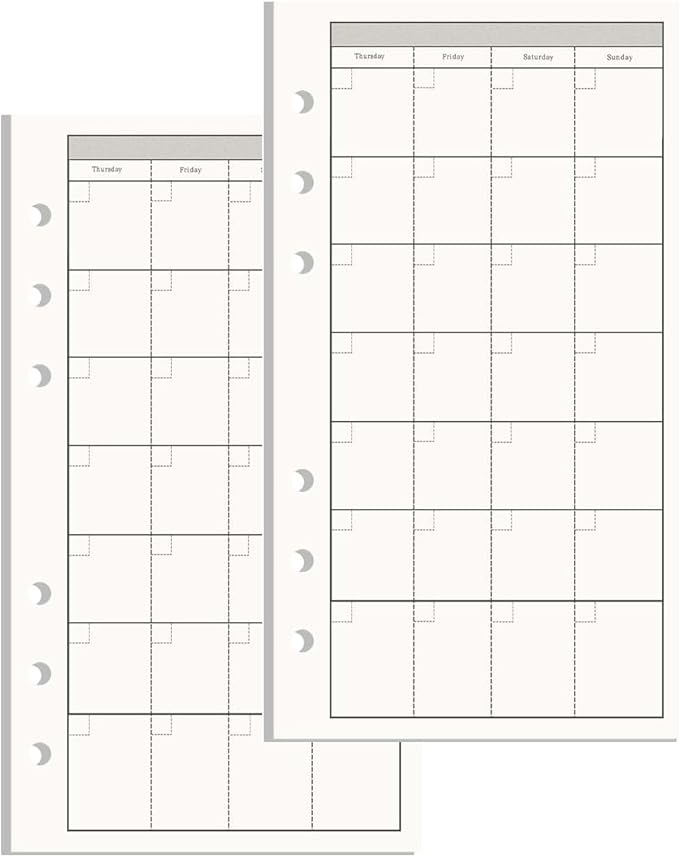 NatSumeBasics A6 Refills Paper 3.5" x 6.5" Undated Monthly Binder Planner Inserts 90 Sheets 6 Holes Pocket Notebook Papers for Personal Travel Journal Diary (2 A6 Monthly)