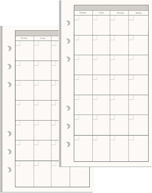 NatSumeBasics A6 Refills Paper 3.5" x 6.5" Undated Monthly Binder Planner Inserts 90 Sheets 6 Holes Pocket Notebook Papers for Personal Travel Journal Diary (2 A6 Monthly)