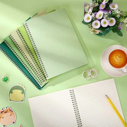 Fuutreo 6 Pack Spiral Notebook 10.5x7.45 Notebook,Green Series,Forest