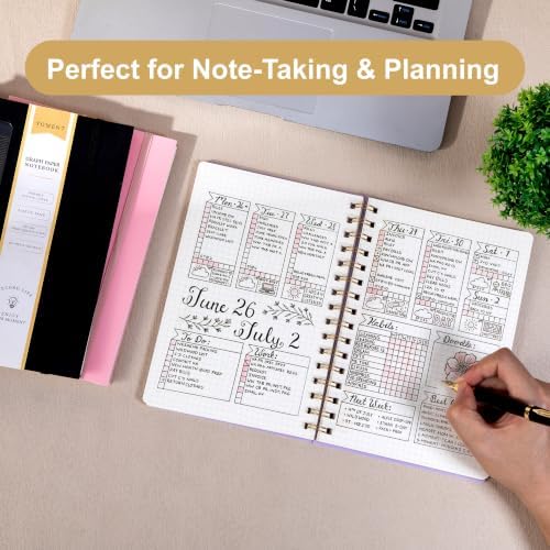 Yoment Graph Paper Spiral Notebook, 3 Pack, 160 Pages per Pack