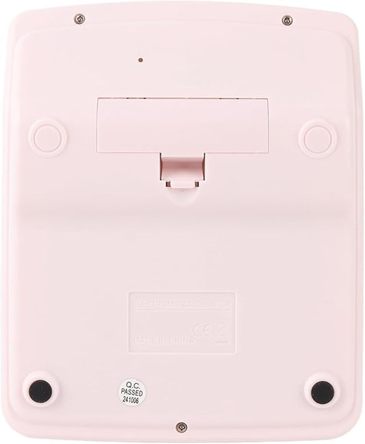 Fdit Solar Calculator, 12 Digit Portable Desktop Calculator with Solar Power and Light Textured Keys, for Students Teachers and Office Workers (Pink)