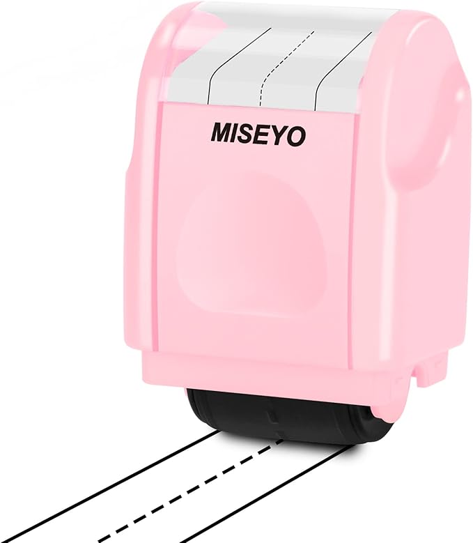Miseyo Dashed Handwriting Lines Practice Roller Stamp,Self-Inking Line Rolling Stamps for Kids Writing - Pink