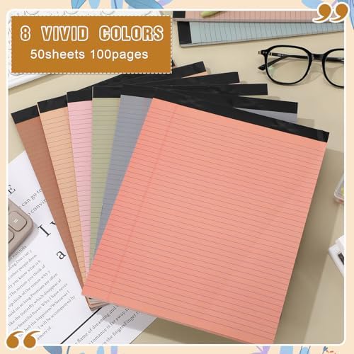 Fuutreo 8 Pcs Legal Pads 8.5 x 11 Colored Note Pads, Advanced Grey