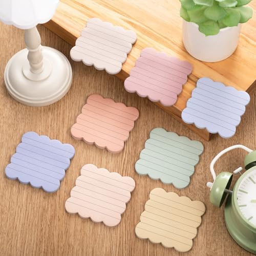Eaasty 8 Pack Scalloped Sticky Notes Lined 3" X 3" Morandii Memo Pads