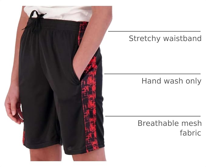 Real Essentials 5 Pack: Boys' Mesh Basketball Athletic Shorts with Pockets – Teen Kids Youth Quick Dry Soccer Running Gym