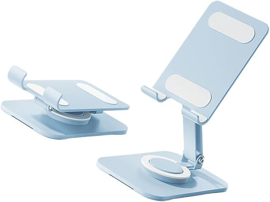 Carbon Steel Desktop Phone Stand Foldable Adjustable with Rotating Base for Video Calls Phone Tablet Portable Foldable Adjustable Desktop Rotating Desk Video Calling Online Learning Movie Hands
