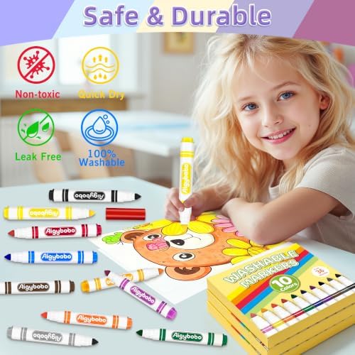 120 Count Washable Markers, 12 Packs, 10 Colors, School Supplies Bulk