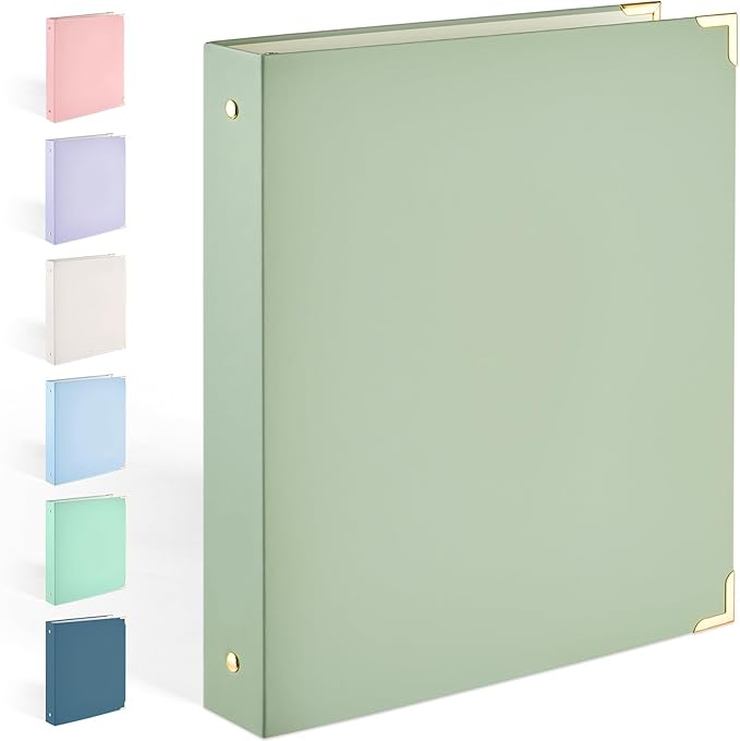 Sooez 3 Ring Binder 1 Inch with Foil Stamping & Metal Corner, Letter Size