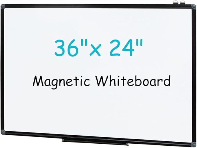 XIWODE 24x36 Inch Magnetic Dry Erase Whiteboard, Black Aluminum Frame Wall-Mounted, No Ghosting Anti-Stain Easy Clean for Home School Office Conference Room