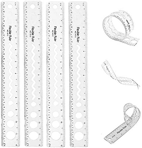 30cm/12 inch Flexible Ruler, Plastic Rulers for Kids Adults, Shatterproof Straight Edge Rulers, Soft Bendable Rulers, Measuring Tools for School Classroom Office Supplies 8 PCS